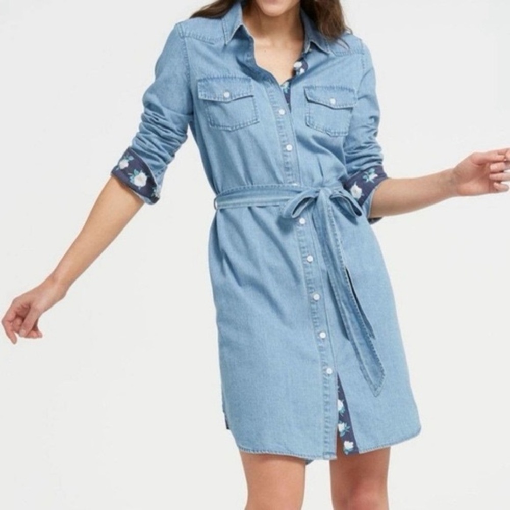 Draper James Denim Floral Magnolia Shirt Dress - Size 2